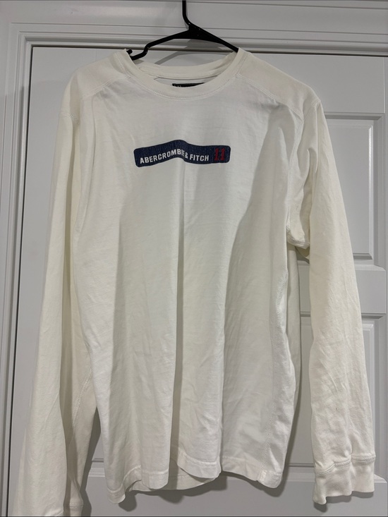 Abercrombie & Fitch Other - Abercrombie & Fitch White Long-Sleeve Tee with Navy Logo Accent
